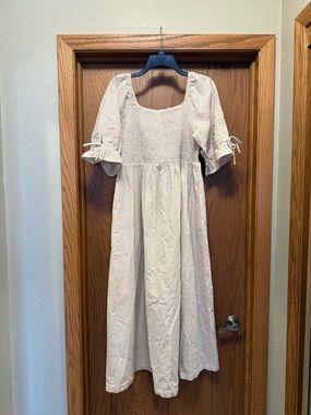 Neuflora Cream Maxi Dress with Smocked Bodice